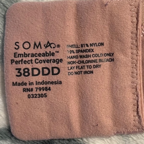 Soma Embracable Perfect Coverage Bra Warm Amber Size 38DDD (F) - Picture 5 of 5